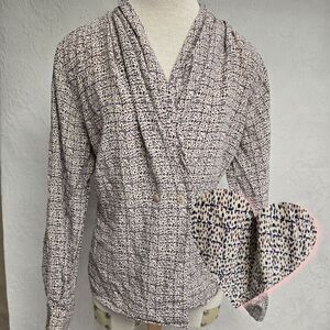 Silkland Abstract Painted Blouse 14 Vintage Dress Shirt